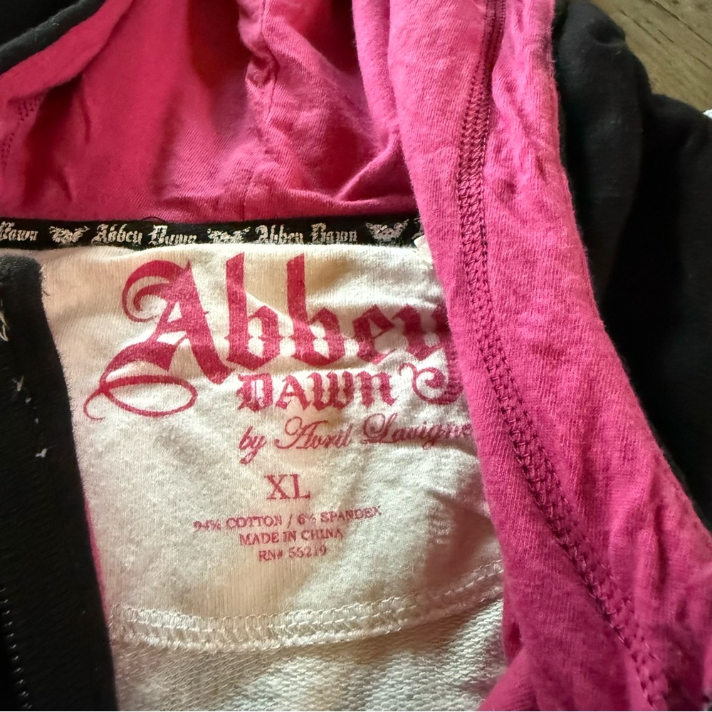 Abbey Dawn Skull Crossbones Sleeveless Hoodie XL Avril Lavigne Vtg Y2K - Picture 4 of 10